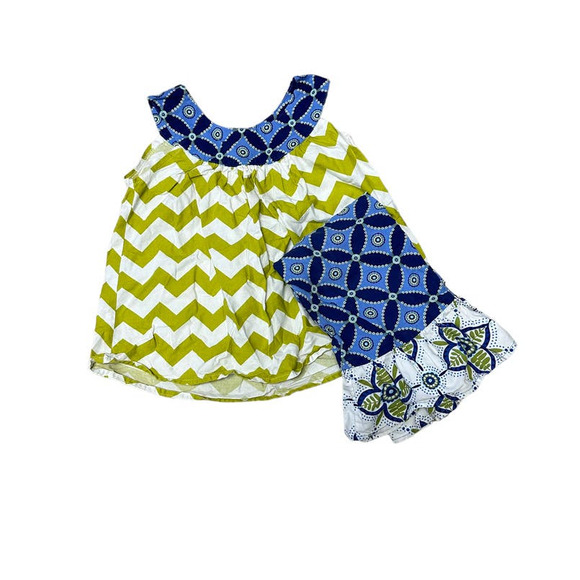 Baxter & Beatrice Blue and Green Geometric Pattern Outfit - Picture 1 of 7